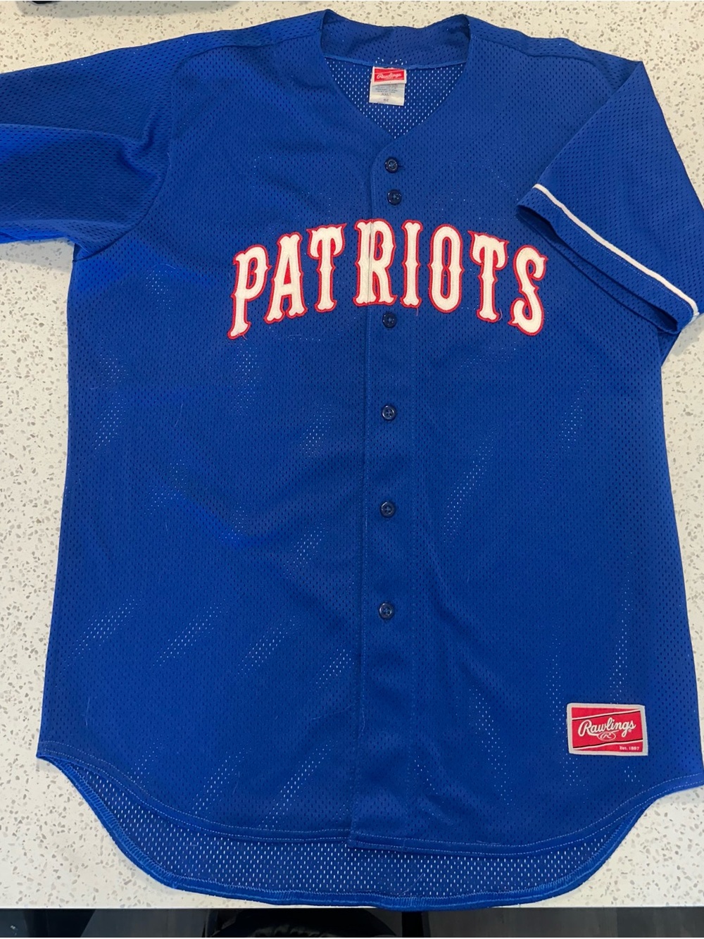 Rawlings Royal Blue Mesh Jersey with Red Logo Patch